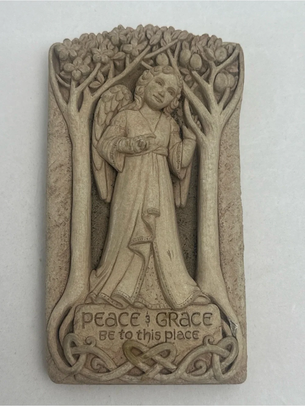 Peace & Grace Angel Wall Plaque - Beige Decorative Wall Art